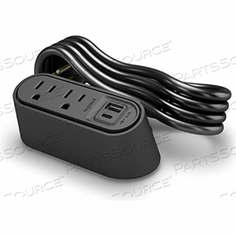 DESKTOP POWER & CHARGING CENTER W/ MOUNTING KIT, 2-TR OUTLETS, 1-USB-A, 1- USB-C by Wiremold