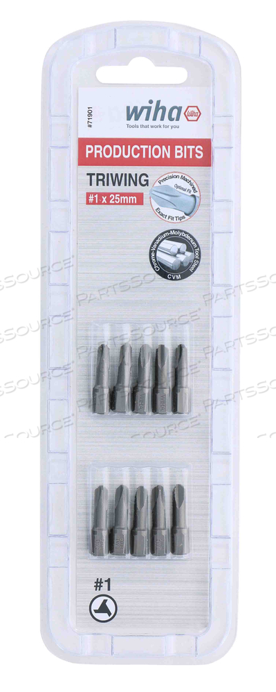 STANDARD BIT TRI-WING #1 X 25MM - 10 PACK by Wiha Tools STANDARD BIT TRI-WING #1 X 25MM - 10 PACK by Wiha Tools