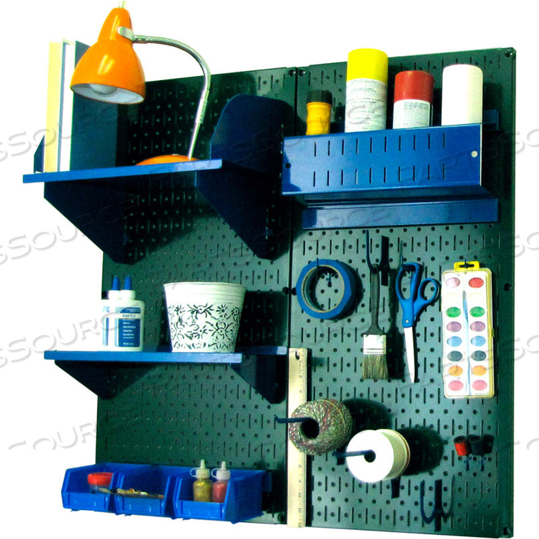 PEGBOARD HOBBY CRAFT ORGANIZER STORAGE KIT, GREEN/BLUE, 32" X 32" X 9" by Wall Control Pegboard