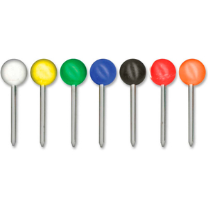 OFFICE PRODUCTS SPHERICAL HEAD MAP TACK - 0.38" LENGTH - 250 / BOX - ASSORTED by Gem Office Products LLC OFFICE PRODUCTS SPHERICAL HEAD MAP TACK - 0.38" LENGTH - 250 / BOX - ASSORTED by Gem Office Products LLC