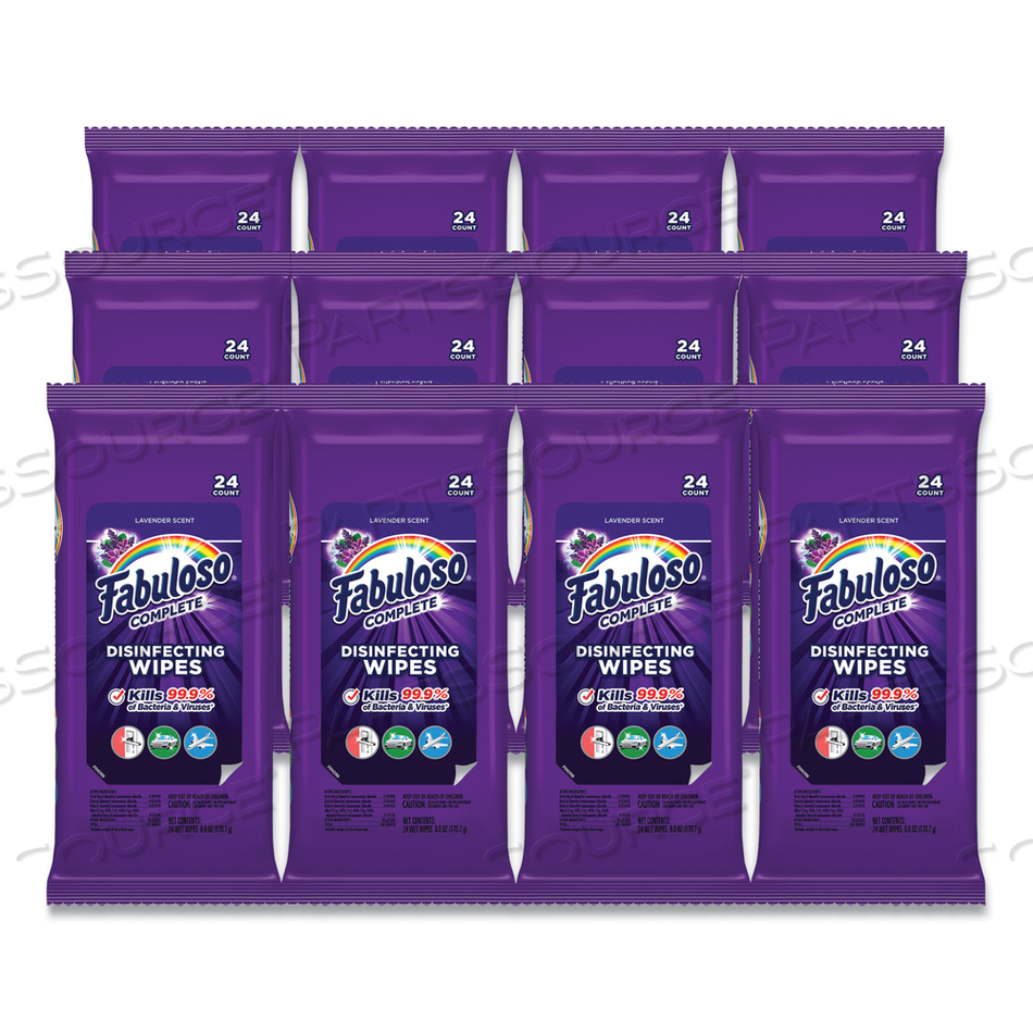 MULTI PURPOSE WIPES, 7 X 7, LAVENDER, 24/PACK, 12 PACKS/CARTON 