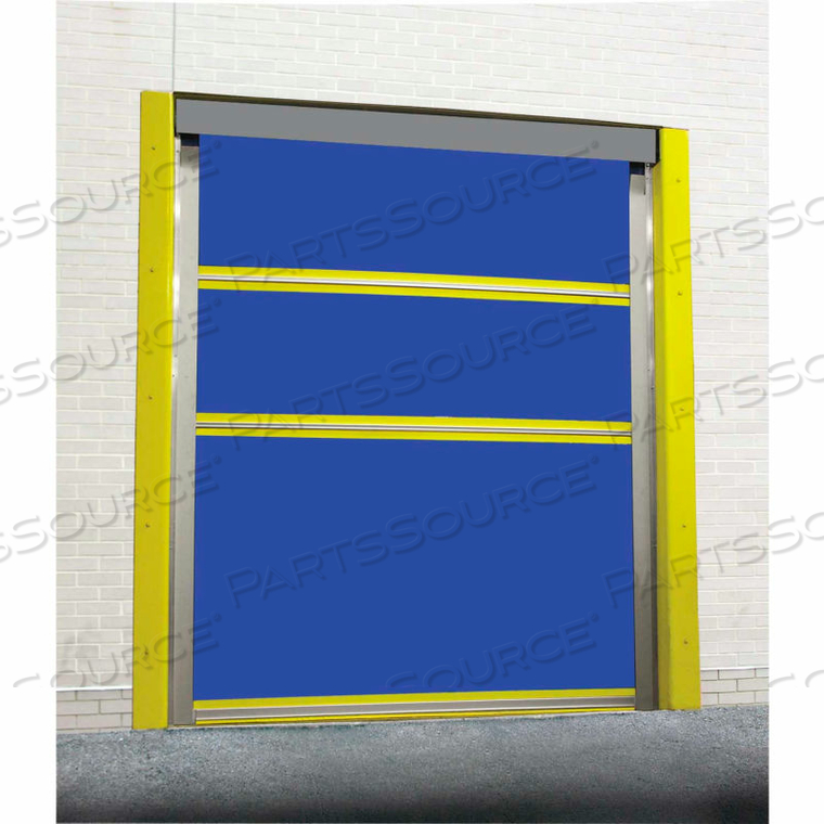 MOTORIZED ROLL-UP BUG DOCK DOOR WITH PVC COATED BLUE VINYL PANELS 12 X 12 