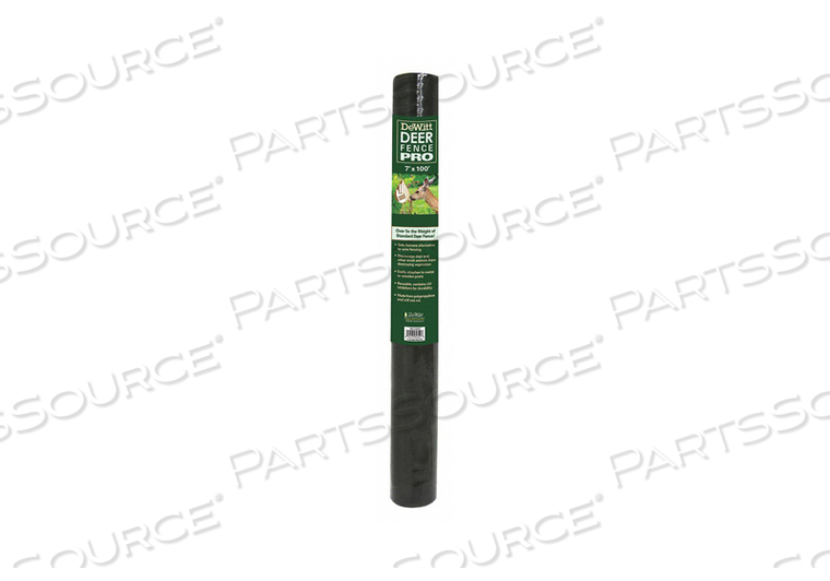 DEER FENCE, 7 FT HT, 100 FT LG, 3/4 X 3/4 IN MESH SIZE, SQUARE, BLACK, POLYPROPYLENE by DeWitt DEER FENCE, 7 FT HT, 100 FT LG, 3/4 X 3/4 IN MESH SIZE, SQUARE, BLACK, POLYPROPYLENE by DeWitt