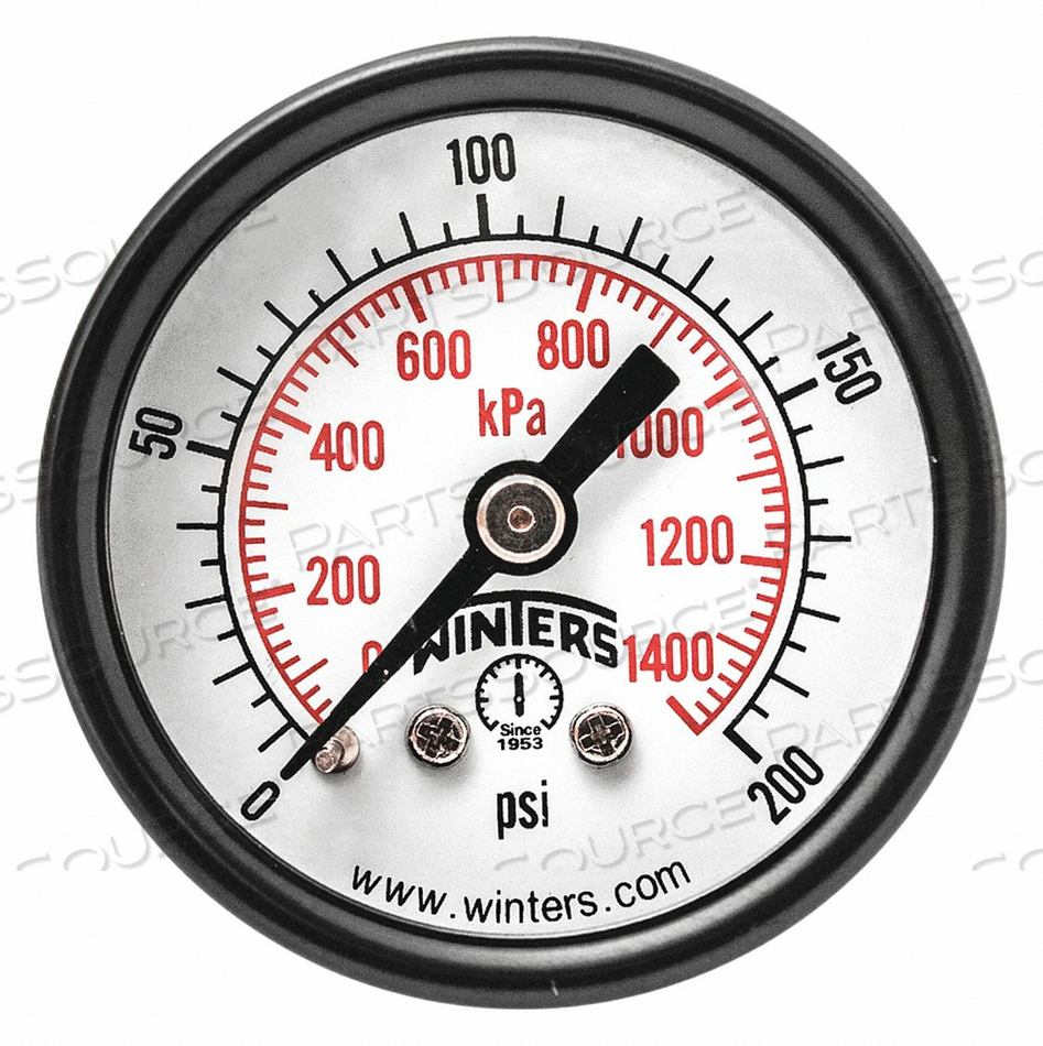 PRESSURE GAUGE 1-1/2 DIAL SIZE BLACK by Winters Instruments