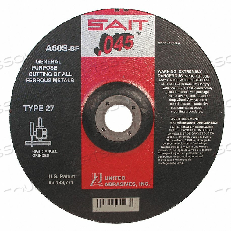 ABRSV CUT WHL 7IN D 0.045IN T 7/8IN AH by United Abrasives-Sait