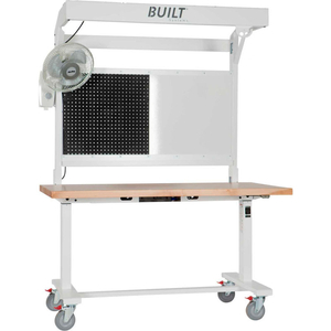 72"W X 30"D ADJUSTABLE HEIGHT ASSEMBLY TABLE ON CASTERS WITH MAPLE TOP - WHITE by Built International, Inc.