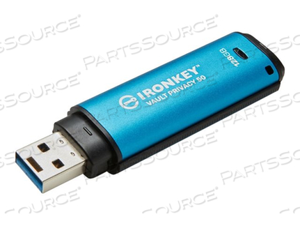 IRONKEY VAULT PRIVACY 50 SERIES, USB FLASH DRIVE, ENCRYPTED, 128 GB, USB 3.2 GEN 1, TAA COMPLIANT by Kingston Technology