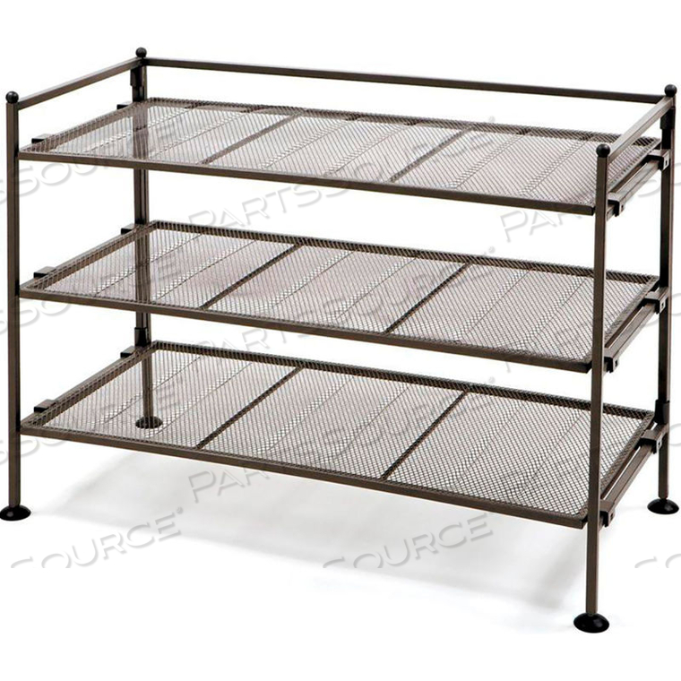 3-TIER IRON MESH UTILITY SHOE RACK - SATIN BRONZE 