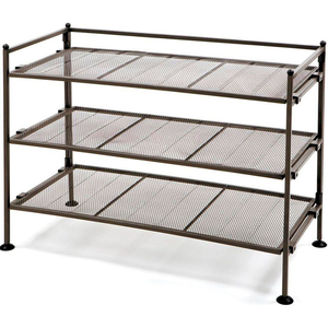 3-TIER IRON MESH UTILITY SHOE RACK - SATIN BRONZE by Seville Classics