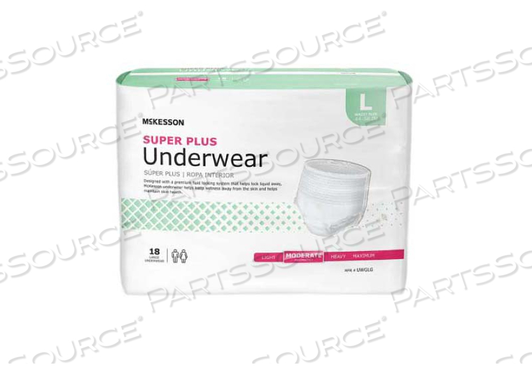 SUPER PLUS MODERATE ABSORBENT UNDERWEAR, LARGE (72 PER CASE) by McKesson SUPER PLUS MODERATE ABSORBENT UNDERWEAR, LARGE (72 PER CASE) by McKesson