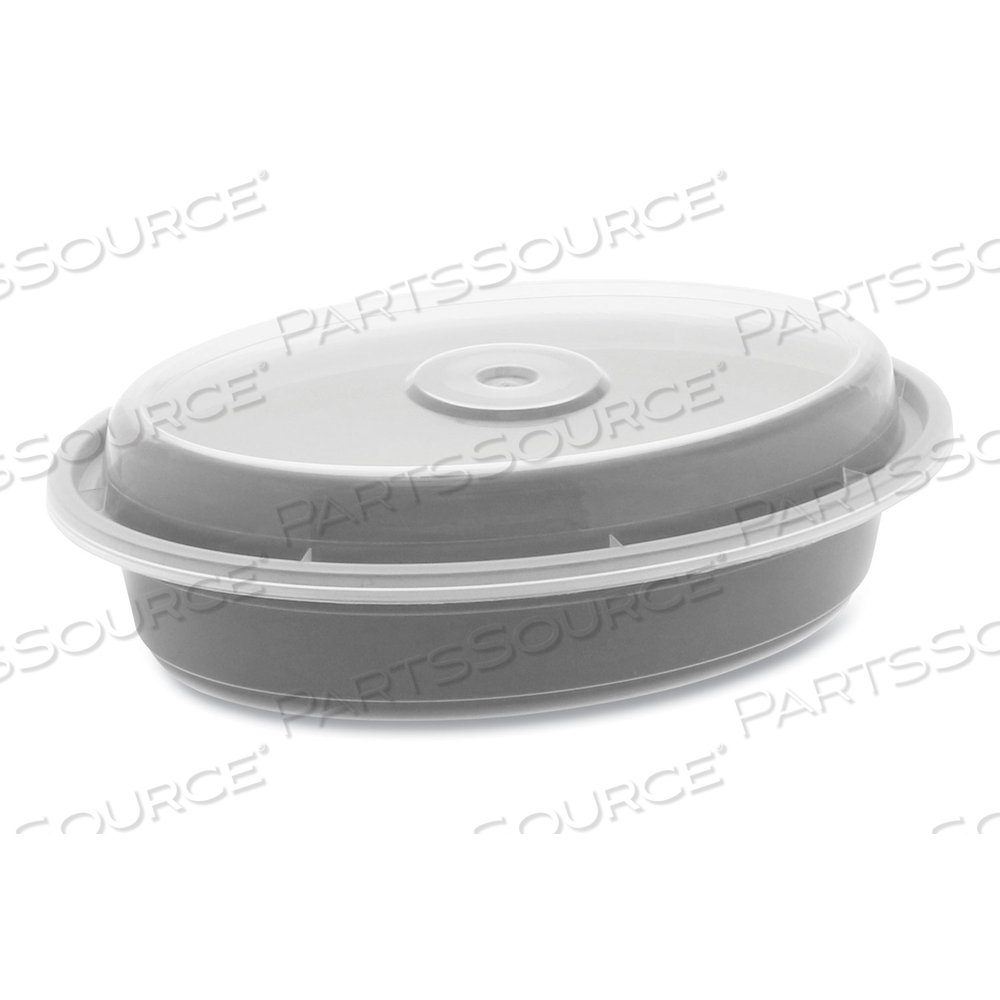 NEWSPRING VERSATAINER MICROWAVABLE CONTAINERS, OVAL, 12 OZ, 6.8 X 4.8 X 1.45, BLACK/CLEAR, PLASTIC by Pactiv NEWSPRING VERSATAINER MICROWAVABLE CONTAINERS, OVAL, 12 OZ, 6.8 X 4.8 X 1.45, BLACK/CLEAR, PLASTIC by Pactiv