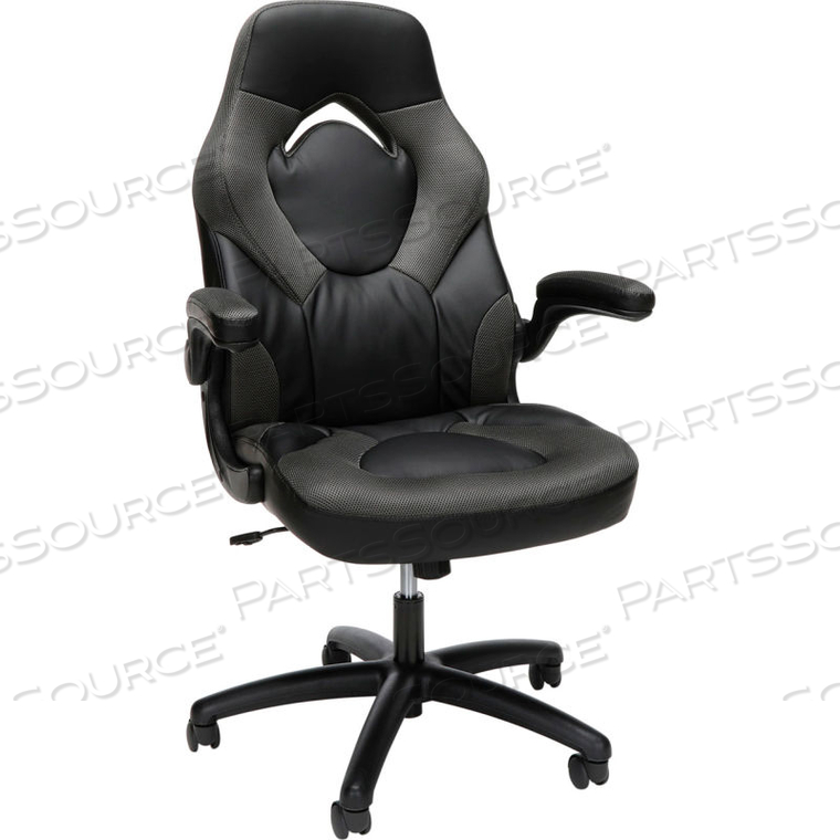 ESSENTIALS COLLECTION RACING STYLE BONDED LEATHER GAMING CHAIR, IN GRAY () 