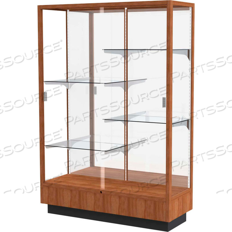 HERITAGE DISPLAY CASE DANISH WALNUT, MIRROR BACK 48"W X 18"D X 70"H 