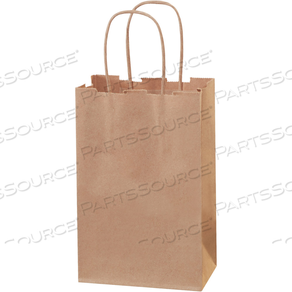 PAPER SHOPPING BAGS, 5 1/2" X 3 1/4" X 8 3/8", KRAFT, 250/CASE by BOX Partners (Box Acquisitions, LLC)