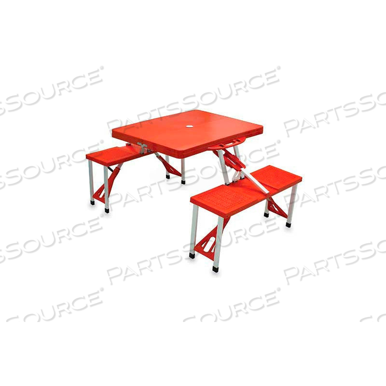 PORTABLE FOLDING PICNIC TABLE WITH SEATS, RED 