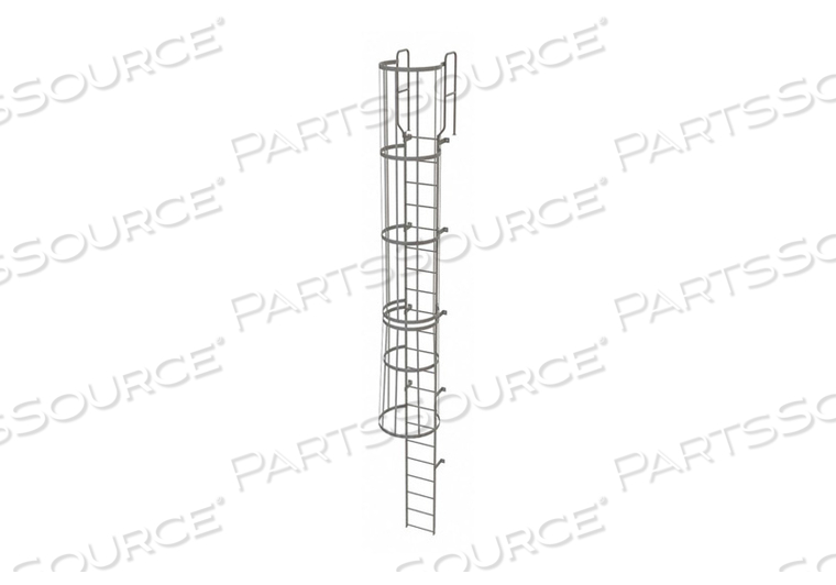 21 STEP STEEL CAGED WALK THROUGH FIXED ACCESS LADDER, GRAY by Tri-Arc