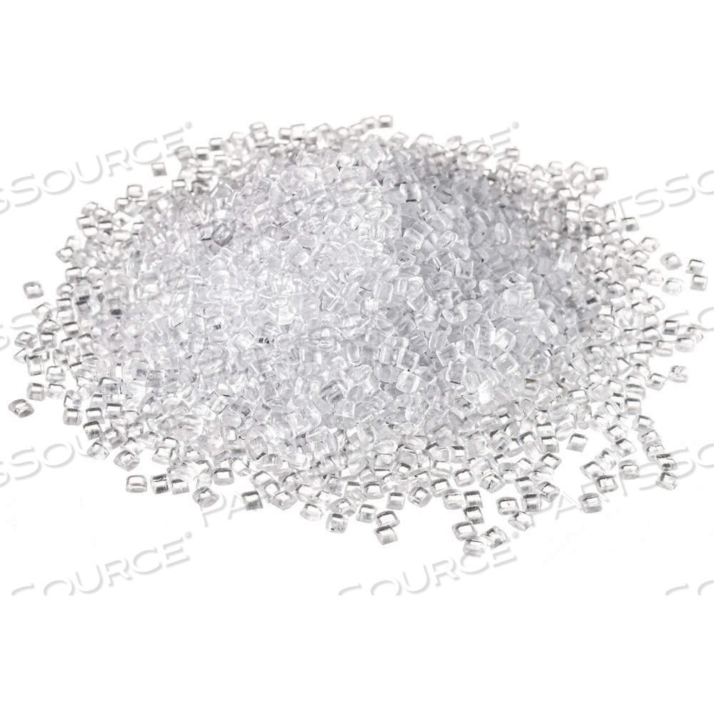 PLASTIC PELLETS, CLEAR, 5 LB CONTAINER SIZE, BAG, 200°F MAX TEMP, 120°F MIN TEMP, POLYCARBONATE by Approved Vendor