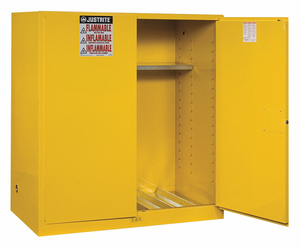 FLAMMABLE CABINET VERTICAL 2X55 GAL. YLW by Justrite