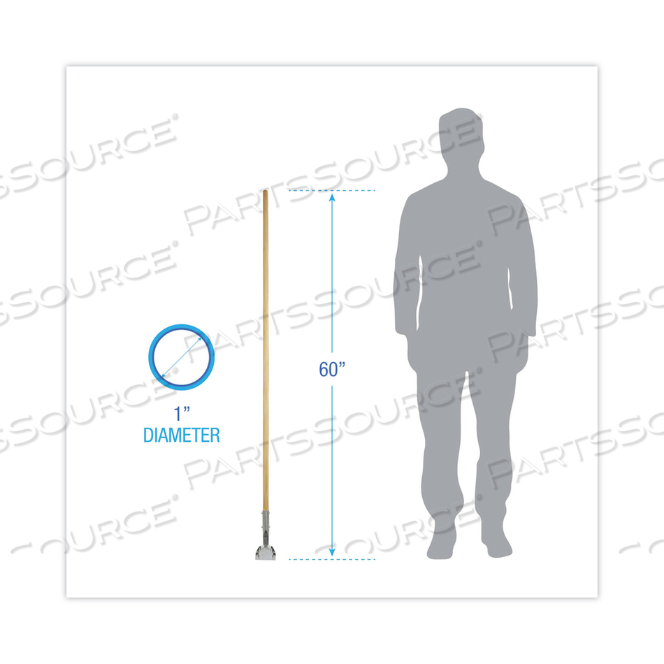 CLIP-ON DUST MOP HANDLE, LACQUERED WOOD, SWIVEL HEAD, 1" DIA X 60", NATURAL by Boardwalk CLIP-ON DUST MOP HANDLE, LACQUERED WOOD, SWIVEL HEAD, 1" DIA X 60", NATURAL by Boardwalk