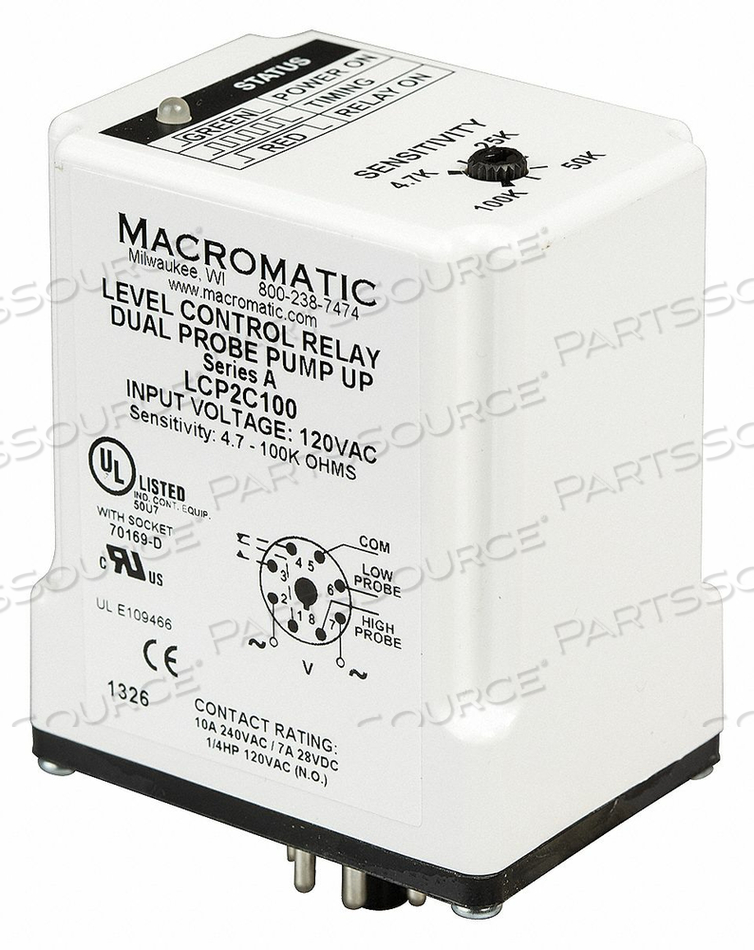 CONTROL RELAY DUAL PUMP DOWN 120V by Macromatic