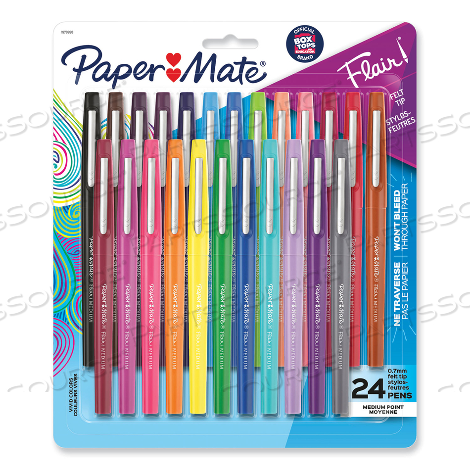 POINT GUARD FLAIR FELT TIP POROUS POINT PEN, STICK, MEDIUM 0.7 MM, ASSORTED TROPICAL VACATION INK AND BARREL COLORS by Paper Mate