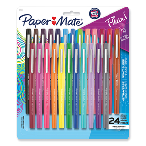 POINT GUARD FLAIR FELT TIP POROUS POINT PEN, STICK, MEDIUM 0.7 MM, ASSORTED TROPICAL VACATION INK AND BARREL COLORS, 24/PACK by Paper Mate