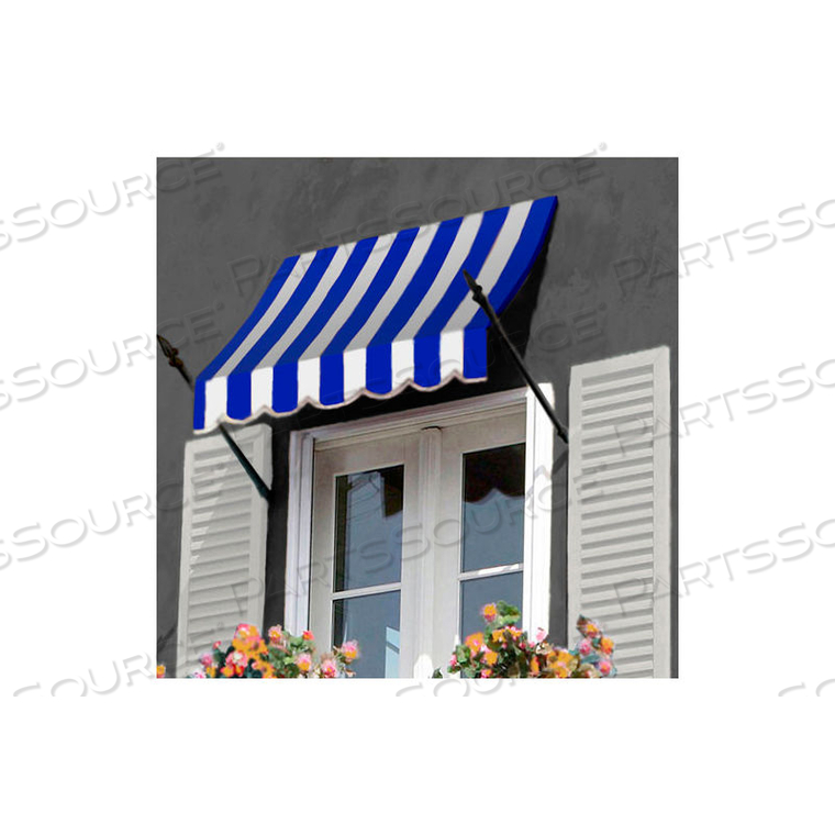 SPEAR ARM AWNING 8-3/8'W X 3-11/16'H X 2'D BRIGHT BLUE/WHITE 