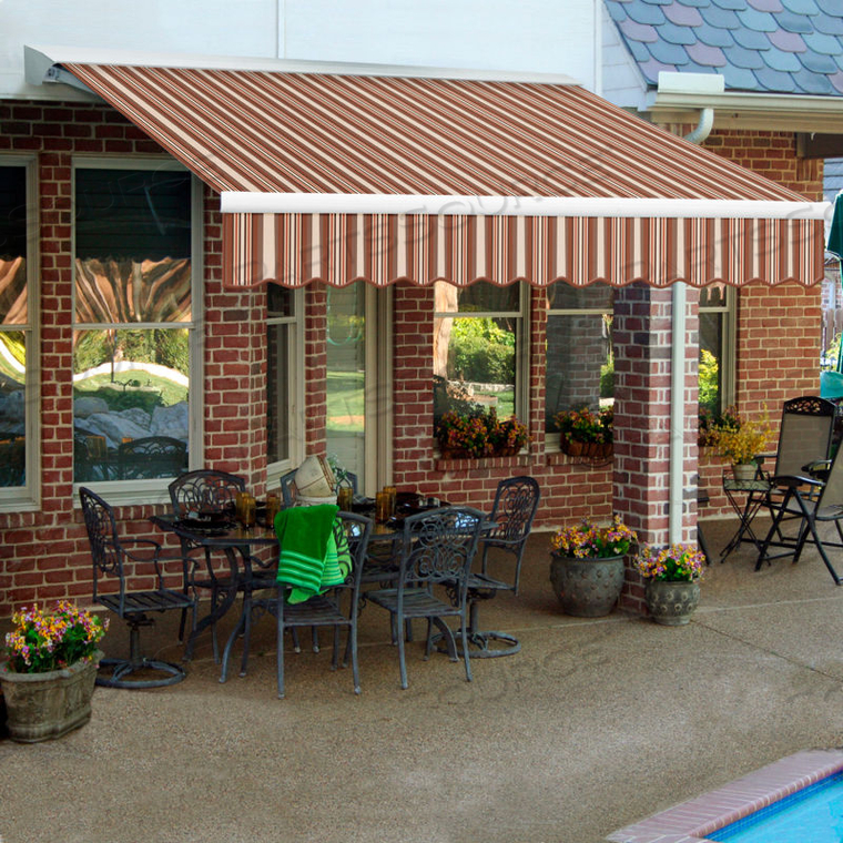 RETRACTABLE AWNING RIGHT MOTOR 20'W X 10'D X 10"H BROWN/TERRA 