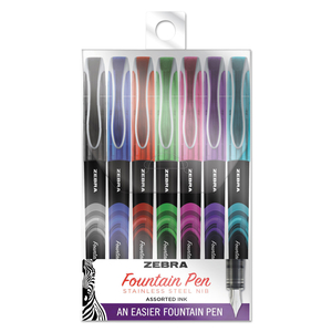 FOUNTAIN PEN, FINE 0.6 MM, ASSORTED INK COLORS, ASSORTED, 7/PACK by Zebra Pen Corporation