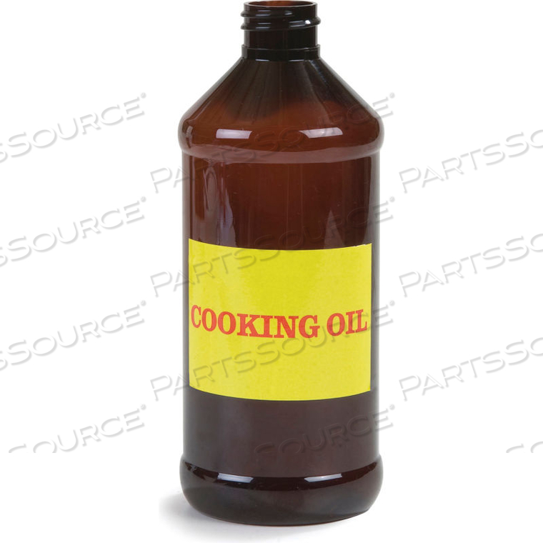 AMBER COOKING OIL BOTTLE W/ LABEL 16 OZ. 