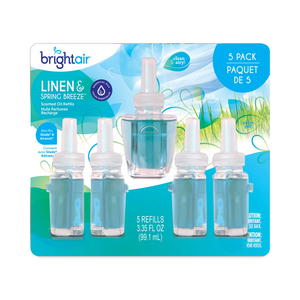 ELECTRIC SCENTED OIL AIR FRESHENER REFILL, LINEN AND SPRING BREEZE, 0.67 OZ BOTTLE, 5/PACK, 6 PACK/CARTON by Bright Air