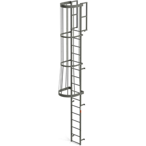 STEEL FIXED CAGE LADDER, 16 STEP GRAY by EGA Products, Inc.