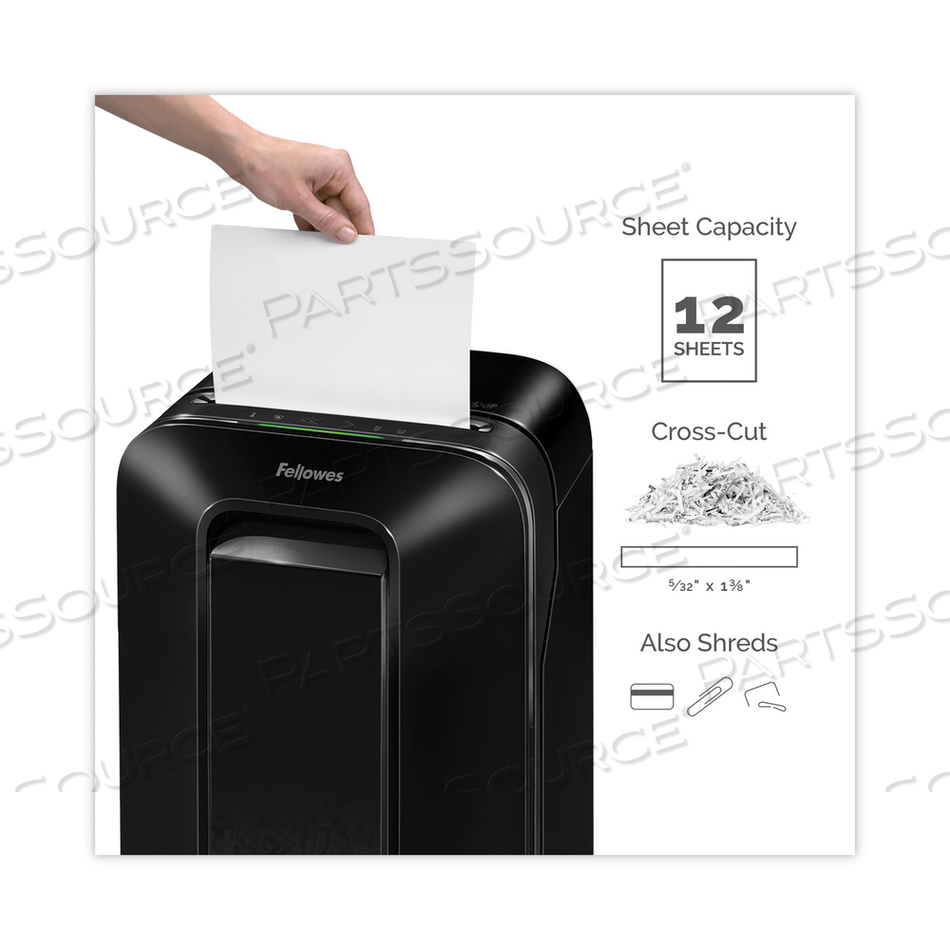 POWERSHRED LX170 CROSS-CUT SHREDDER, 12 MANUAL SHEET CAPACITY by Fellowes