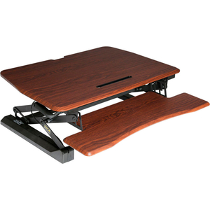 AIRLIFT PNEUMATIC SIT-TO-STAND ADJUSTABLE DESKTOP CONVERTER, WALNUT by Seville Classics