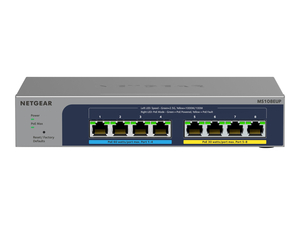 PLUS MS108EUP, SWITCH, MANAGED, 4 X 100/1000/2.5G (POE++) + 4 X 100/1000/2.5G (POE+), DESKTOP, WALL-MOUNTABLE, POE++ (230 W) by Netgear