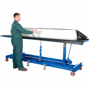 EXTRA-LONG DECK MOBILE WORK POSITIONING LIFT TABLE CART by Vestil Manufacturing Corp. EXTRA-LONG DECK MOBILE WORK POSITIONING LIFT TABLE CART by Vestil Manufacturing Corp.