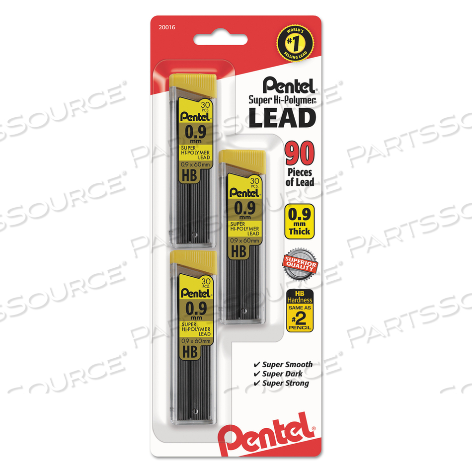 SUPER HI-POLYMER LEAD REFILLS, 0.9 MM, HB, BLACKE by Pentel of America SUPER HI-POLYMER LEAD REFILLS, 0.9 MM, HB, BLACKE by Pentel of America