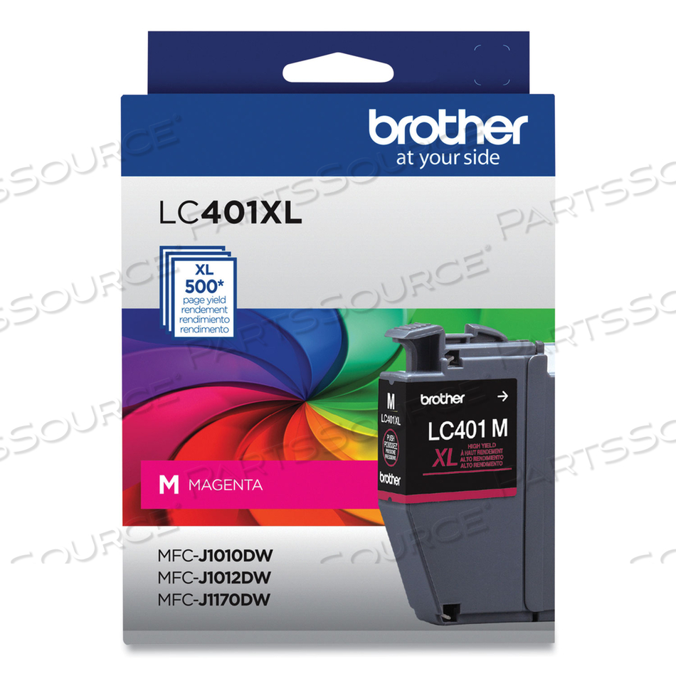 LC401XLM, HIGH YIELD, MAGENTA, ORIGINAL, INK CARTRIDGE, FOR MFC-J1010DW, MFC-J1012DW, MFC-J1170DW by Brother