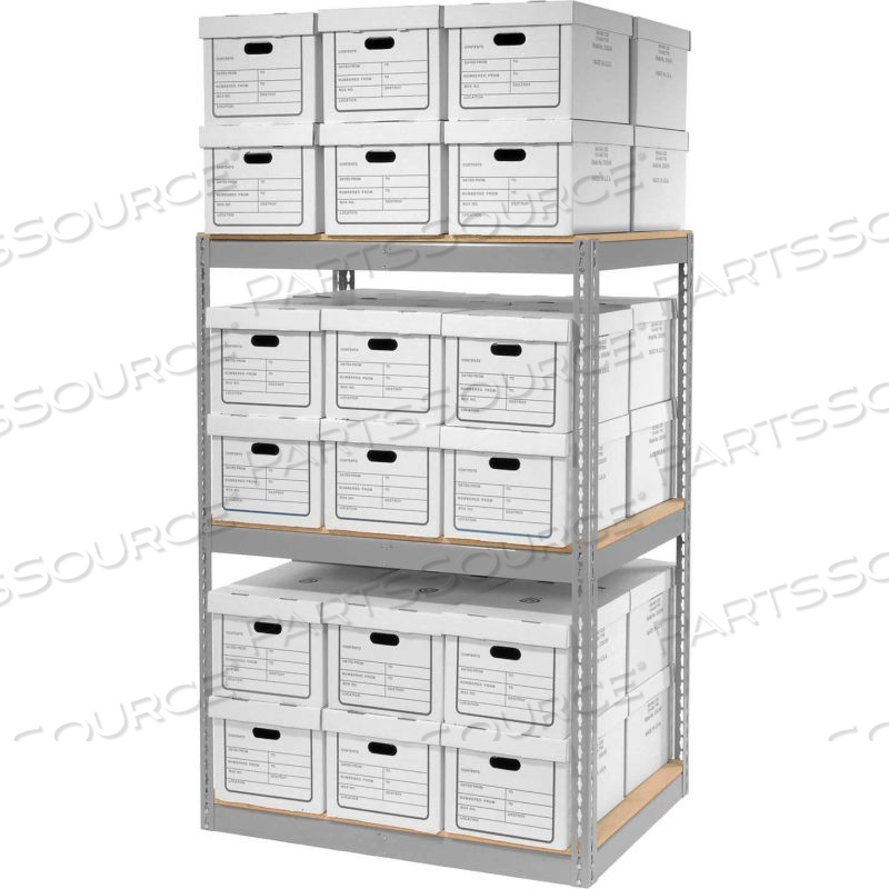 RECORD STORAGE OPEN WITH BOXES 42"WX30"DX60"H - GRAY by Approved Vendor RECORD STORAGE OPEN WITH BOXES 42"WX30"DX60"H - GRAY by Approved Vendor