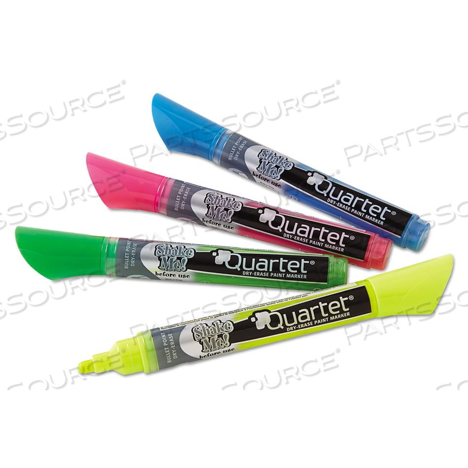 NEON DRY ERASE MARKER SET, BROAD BULLET TIP, ASSORTED COLORS by Quartet NEON DRY ERASE MARKER SET, BROAD BULLET TIP, ASSORTED COLORS by Quartet