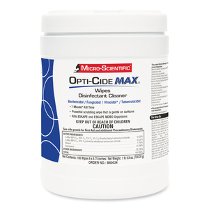 DISINFECTANT WIPES, 6 X 6.75, UNSCENTED, WHITE, 160/CANISTER, 12 CANISTERS/CARTON by Opti-Cide Max