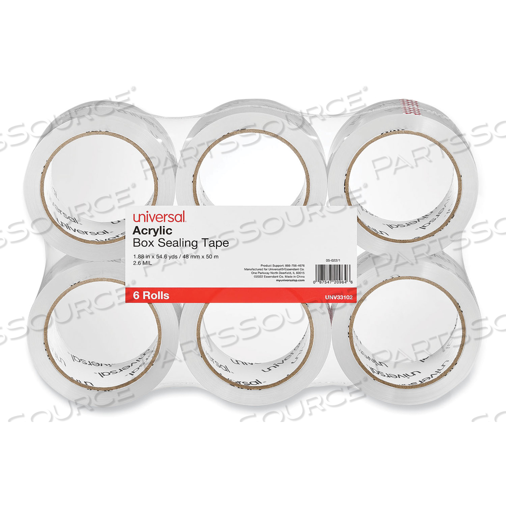 3IN CORE 1.88IN W X 54.6YD L X 2.6MIL THK CLEAR MOVING AND STORAGE PACKING TAPE by Universal