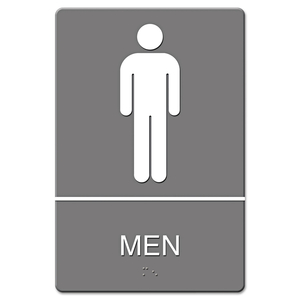 ADA SIGN, MEN RESTROOM SYMBOL W/TACTILE GRAPHIC, MOLDED PLASTIC, 6 X 9, GRAY by HeadLine Sign