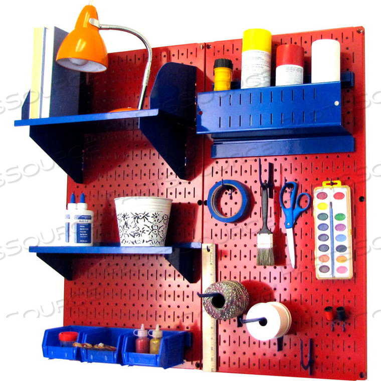 PEGBOARD HOBBY CRAFT ORGANIZER STORAGE KIT, RED/BLUE, 32" X 32" X 9" by Wall Control Pegboard