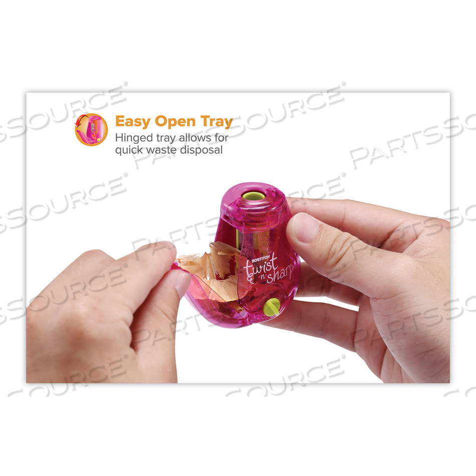 TWIST-N-SHARP PENCIL SHARPENER, ONE-HOLE, 3.5 X 1.25 X 5.5, RANDOMLY ASSORTED COLORS by Bostitch