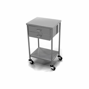 STAINLESS STEEL ANESTHESIA UTILITY TABLE WITH 2 DRAWERS & FLAT TOP SHELF by Aero Manufacturing Co.