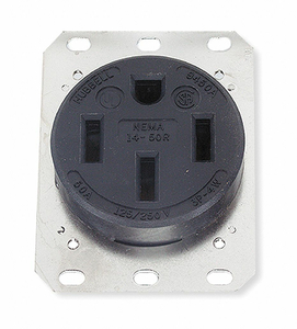 RECEPTACLE SINGLE 50A 14-50R 250V BLACK by Hubbell Incorporated, Wiring Device-Kellums