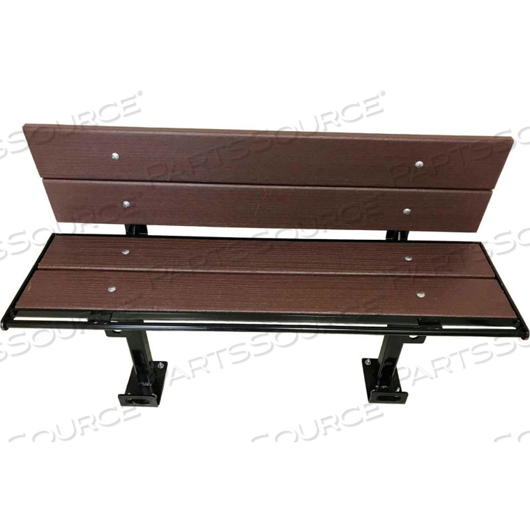 3-FT.COMPOSITE LUMBER SEATING WITH STEEL FRAME, WITH BACKREST - CHOCOLATE BROWN by Prisoner Bench LLC