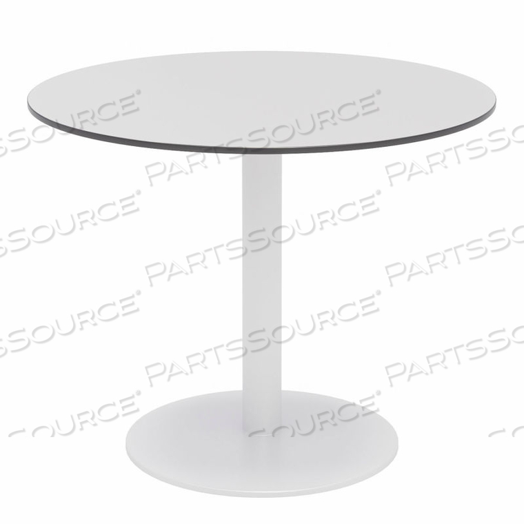 36" ROUND OUTDOOR CAFE TABLE - FASHION GRAY PHENOLIC TOP - WHITE ALUMINUM FRAME - IVY SERIES by KFI