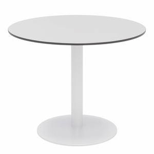 36" ROUND OUTDOOR CAFE TABLE - FASHION GRAY PHENOLIC TOP - WHITE ALUMINUM FRAME - IVY SERIES by KFI